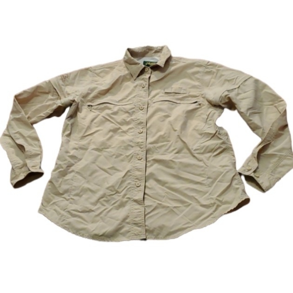 Cabelas Shirt Mens Size M Guide Tan Longsleeve